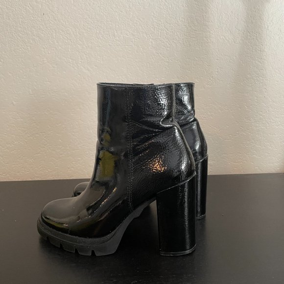 Steve Madden Vintage black patent chunky heeled ankle boots Black 9 - Picture 3 of 12